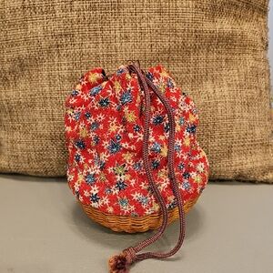 Floral Red Drawstring Women Bag
